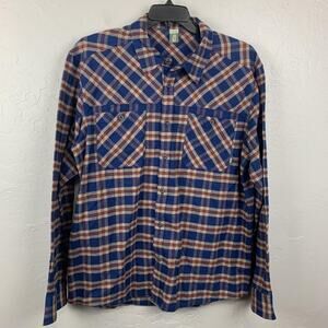 Stio Shirt Mens XL Blue Plaid Cotton Flannel Long Sleeve Button Front Casual